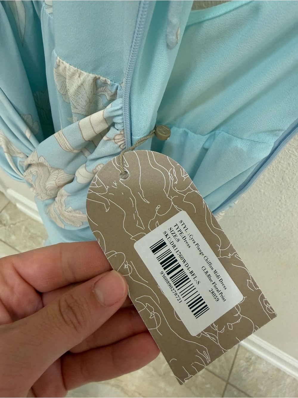 In Bloom Light Blue Halter Maxi Dress with Cream Floral Accents - Picture 5 of 7